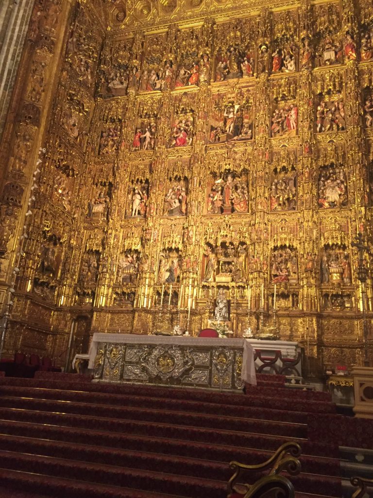 The 65 foot altar piece--largest in the world--carved of wood and covered in what must be an obscene amount of gold
