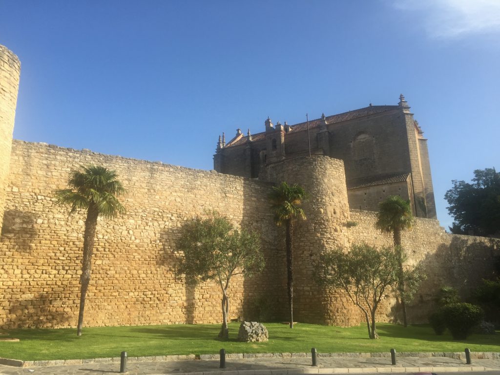 Best section of the old Moorish defensive wall. Santo Espiritu church behind