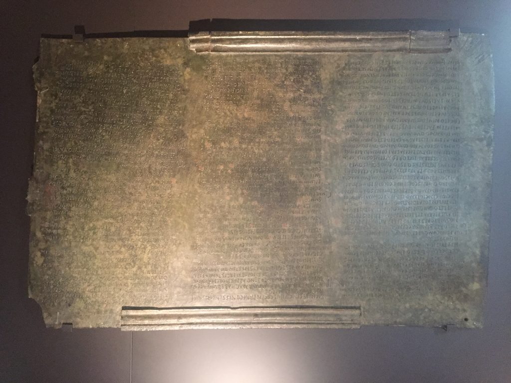 The Romans used copper sheets like this one to post their laws and contracts in conquered territories.