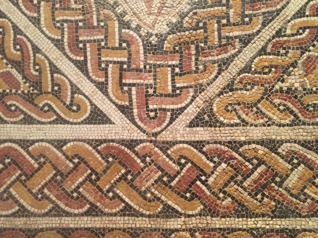Roman mosaic detail. Each piece is roughly the size of a lentil. Not as ornate as the Moorish artists, but impressive nonetheless