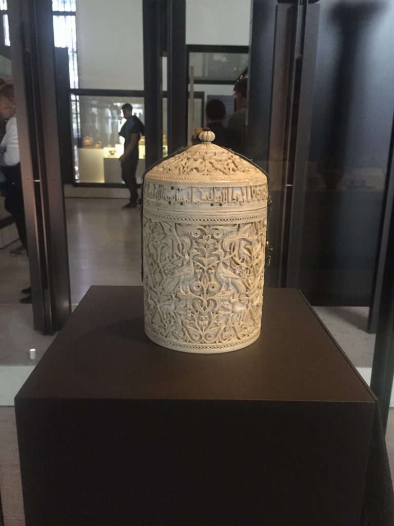The Zamora Pyxis, an ornately carved Moorish ivory vessel.